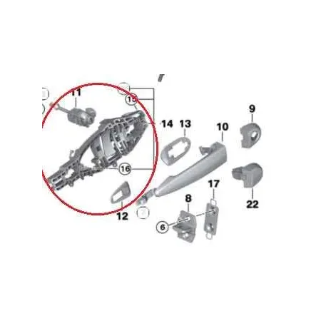 Poignee exterieure porte avant droite