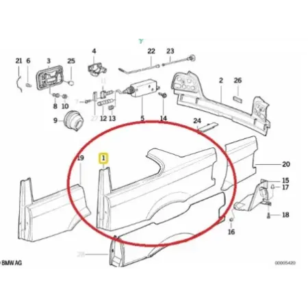 Aile arriere gauche bmw serie 3 e36