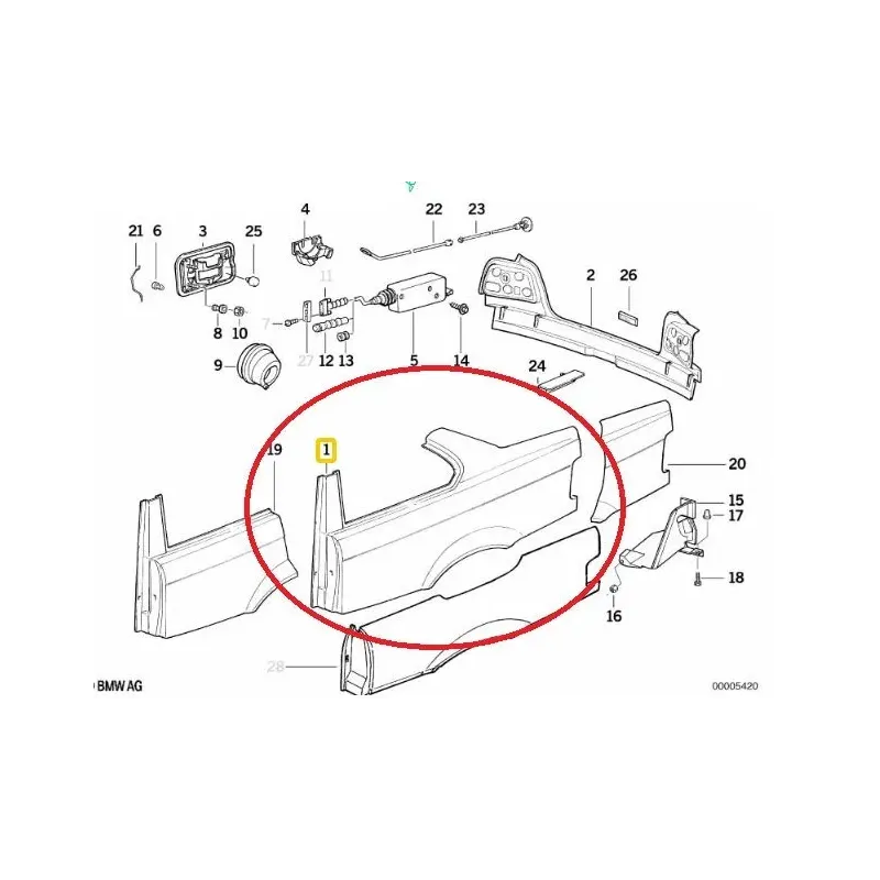 Aile arriere gauche bmw serie 3 e36