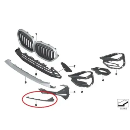 Grille de pare choc avant droit