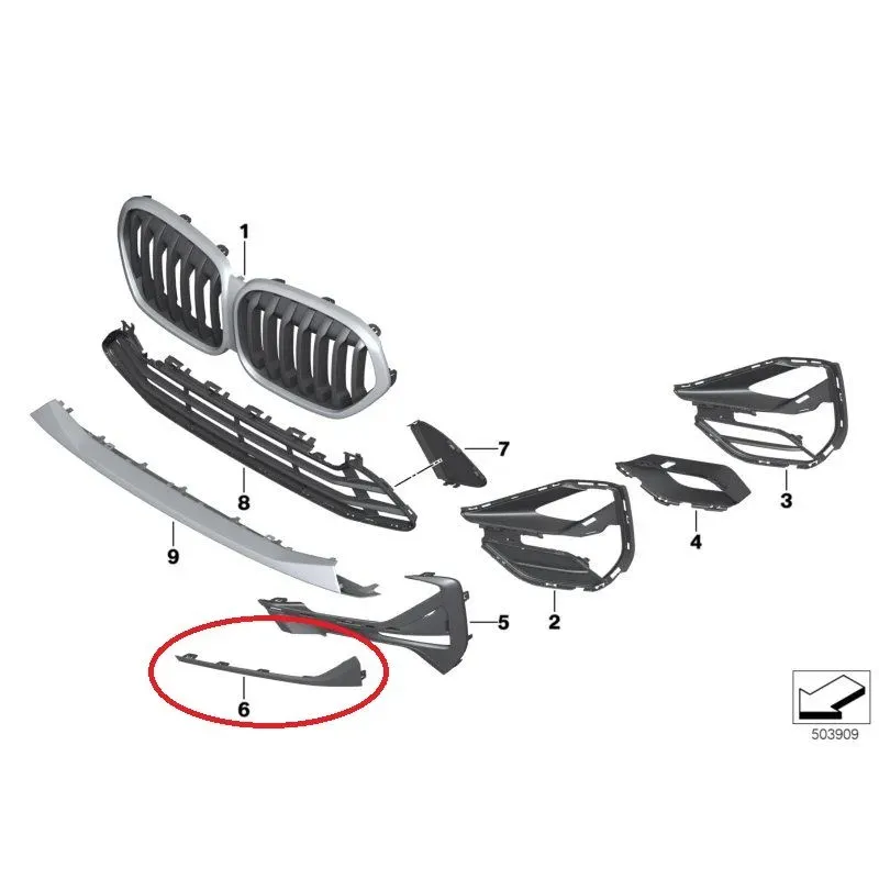 Grille de pare choc avant droit