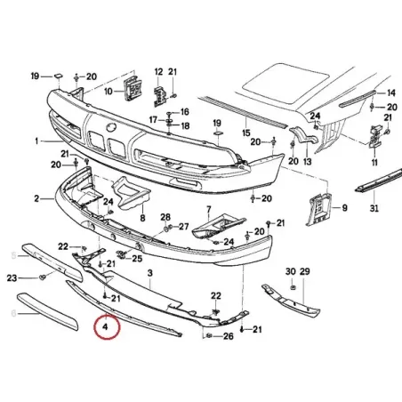 spoiler inférieur avant Série 8 E31 840i/850ci BMW