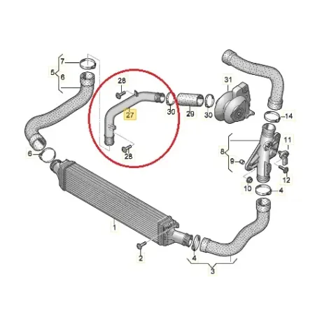 durite d'air echangeur turbo diesel A4 8K/A5 8T AUDI DESTOCKAGE