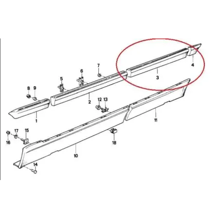 Baguette porte arriere droit