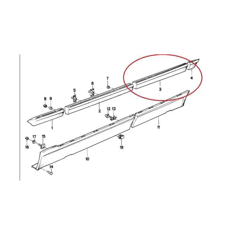 Baguette porte arriere droit