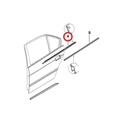Baguette leche-vitre porte arriere gauche