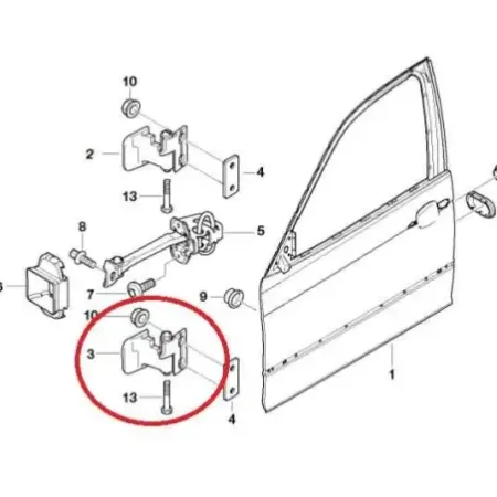 Charniere inferieure porte avant droit